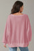 Pink Waffle Knit Bishop Sleeve Split Oversized Top