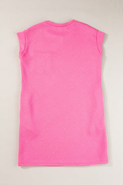 Robe t-shirt texturée rose Sachet à mancherons