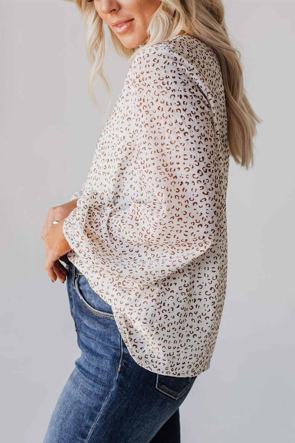 Leopard Crew Neck Langarmbluse