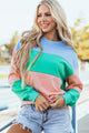 Drooping shoulder sweatshirt and patchwork *