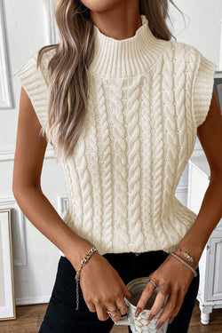 High collar sweater in twisted oats *