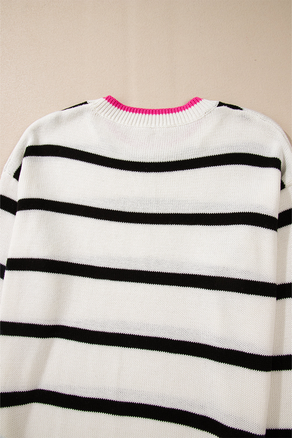 Blanc Stripe Color Contrast Drop Spolder Crew Noup Pull