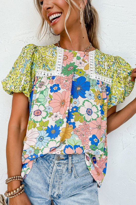 Blusa de impresión floral mixta *