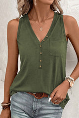 Débardeur vert jungle à demi-bouton *-A WOMAN WE LOVE