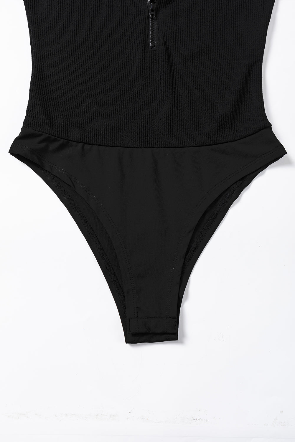 Bodysuit de mangas sin mangas de cuello negro con cremallera