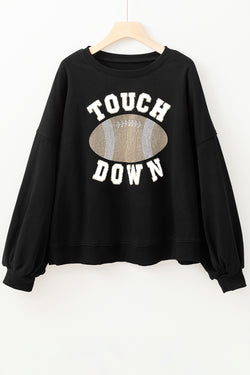 TOUCH DOWN Black Football Sweatshirt