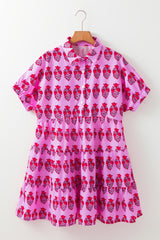 Robe fluide à manches courtes et col multi-boutons *