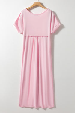 Vestido de camiseta rosa largo *