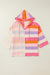 Pink oversized hooded with v and color block collar