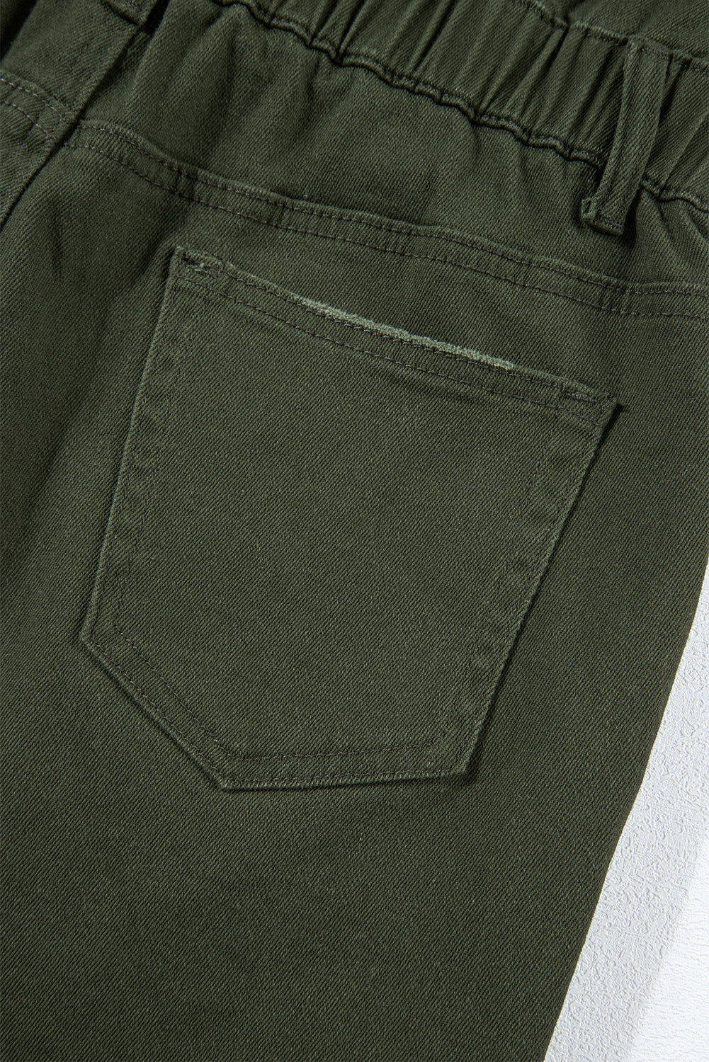 Moss Green Destned Denim Strampler ausfransen