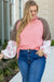 Pink Plaid Paisley Patchwork Raglan Sleeve Stitching Plus Size Top