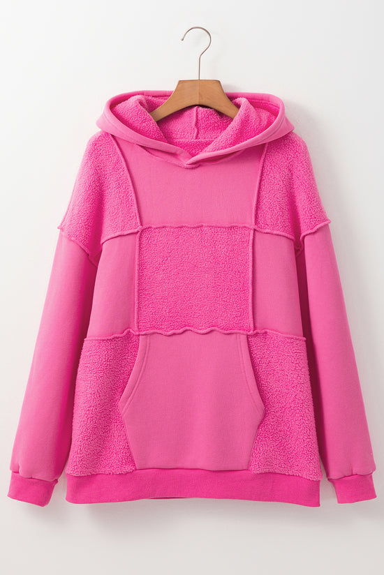 Sweat à capuche avec cordon de serrage en tissu éponge rose délavé minéral Pitaya