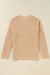 Pull ample en tricot torsadé abricot avec épaules tombantes et fentes latérales