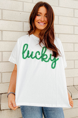 Fashionable white t-shirt with lifeline pattern st Patrick