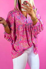Blouse babydoll à col en V et imprimé  *-A WOMAN WE LOVE