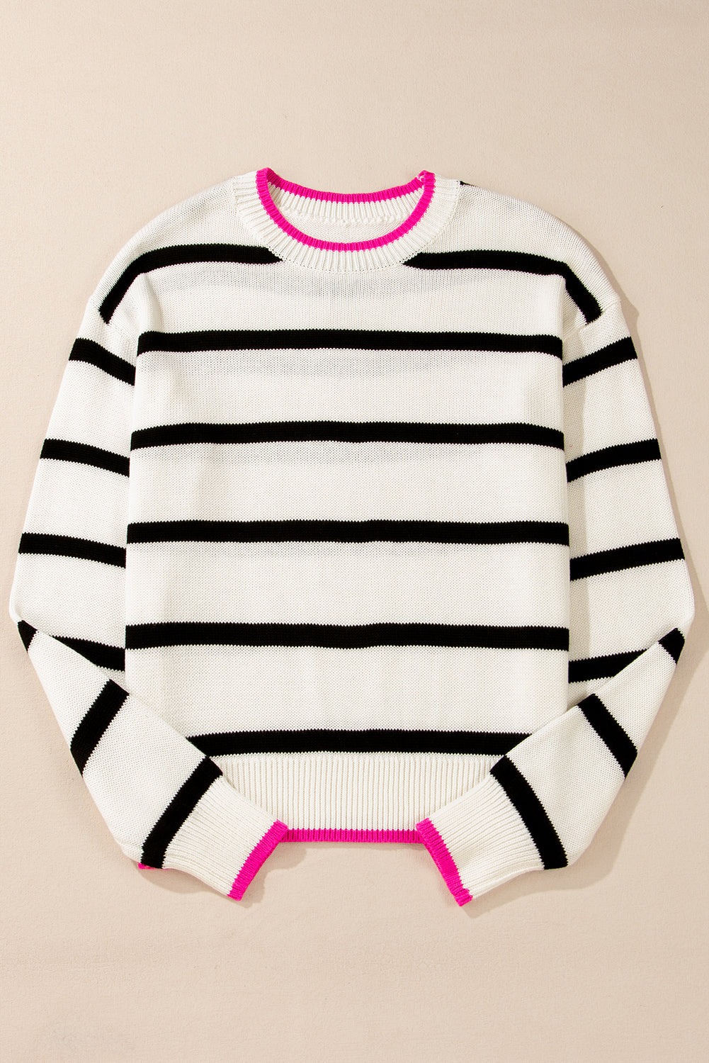 Blanc Stripe Color Contrast Drop Spolder Crew Noup Pull