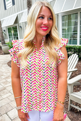 Blouse multicolore à  volants-A WOMAN WE LOVE