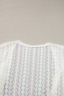 Elegante cárdigan blanco en Openwork Knit *