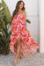 Vacay dress high and low strip with pink flowers *