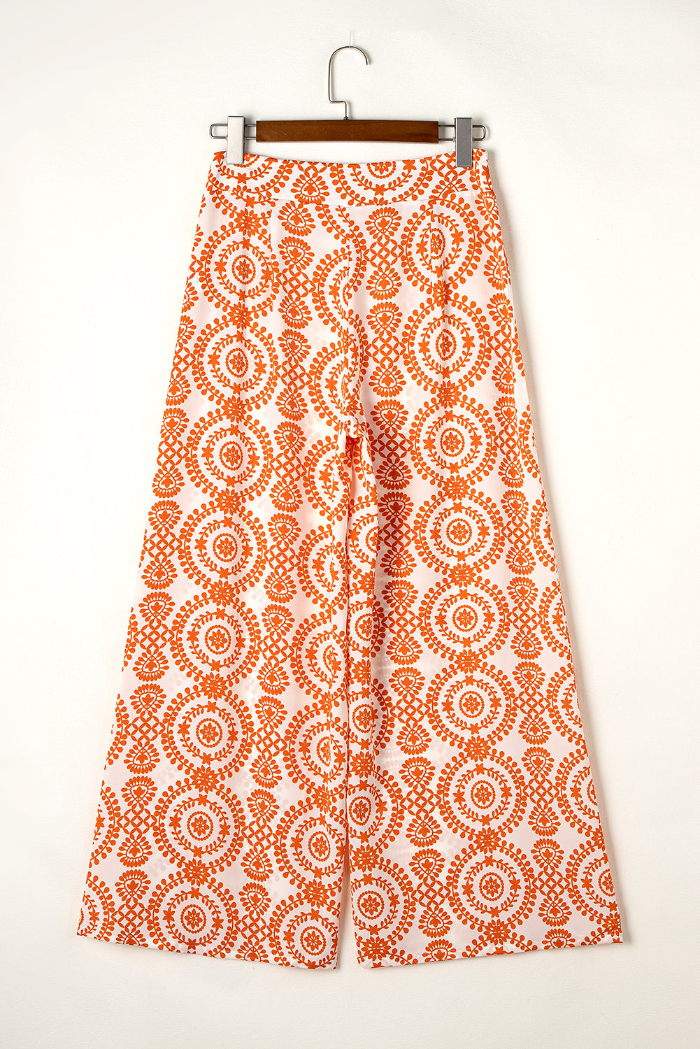 Naranja Boho Retro Flor de flores Pantalones anchos