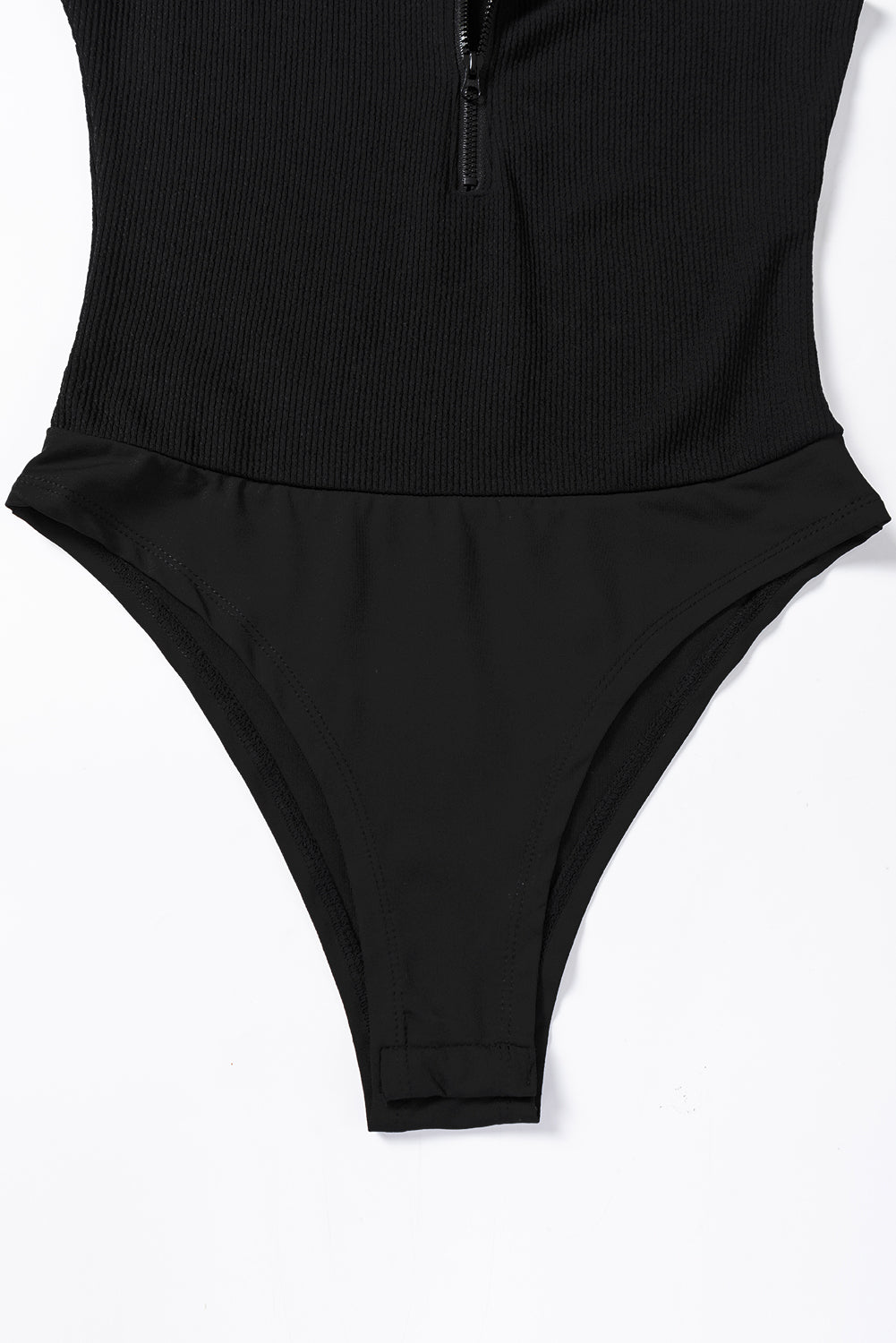 Bodysuit de mangas sin mangas de cuello negro con cremallera