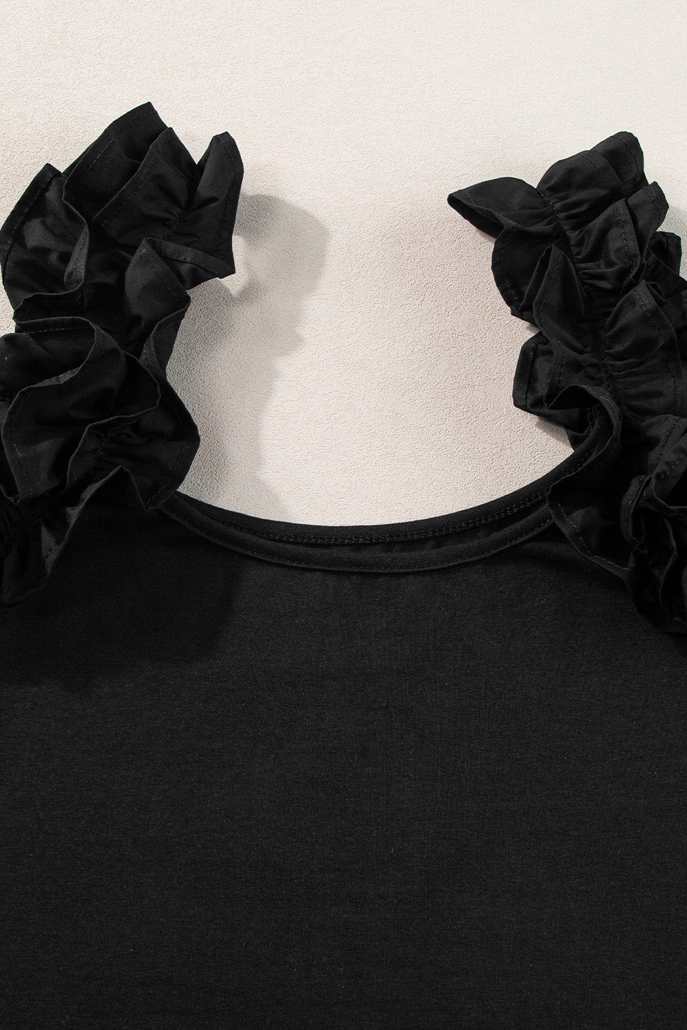 Black Ruffled Wide Straps Slim Tank Top-A WOMAN WE LOVE