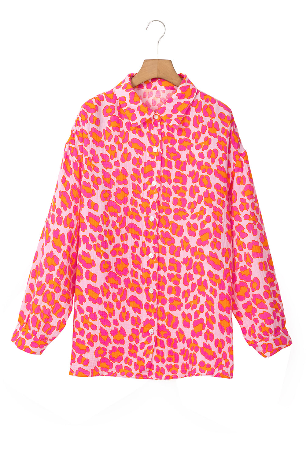 Gran camisa con estampado de leopardo rosa en bote
