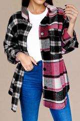 Ample black checkered jacket Color Block *