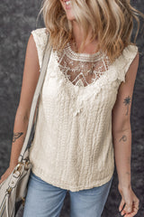 Débardeur en dentelle guipure au crochet au dos avec trou de serrure abricot-A WOMAN WE LOVE
