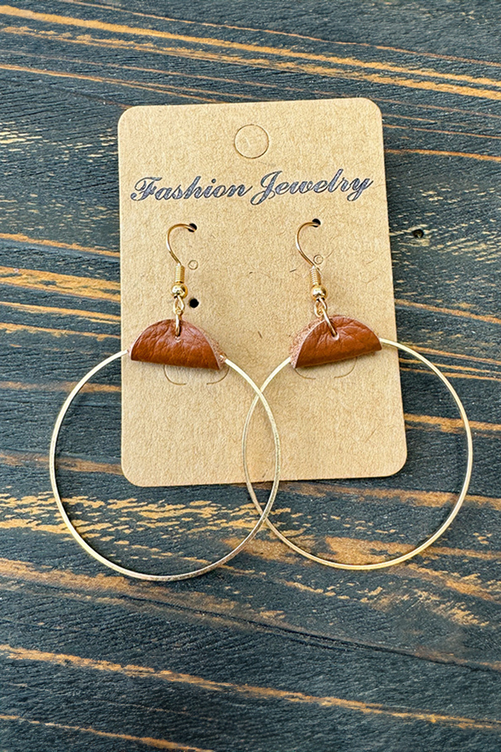 Boucles d'oreilles créoles en cuir PU marron-A WOMAN WE LOVE