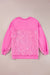 Henley sweatshirt with high and low hem in patchwork of candy sequins