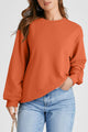 Plain orange crew neck sweatshirt with dropped shoulders