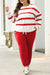 Red Striped Drop Shoulder Sweater and Jogger Pants Set