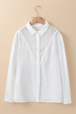 White floral lace shirt