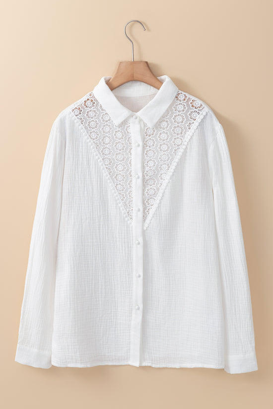 White floral lace shirt