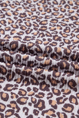 Tenue 2 pièces avec haut côtelé à manches longues et short à cordon de serrage léopard kaki