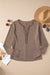 Coffee Acid Wash Waffle Knit Long Sleeve Top