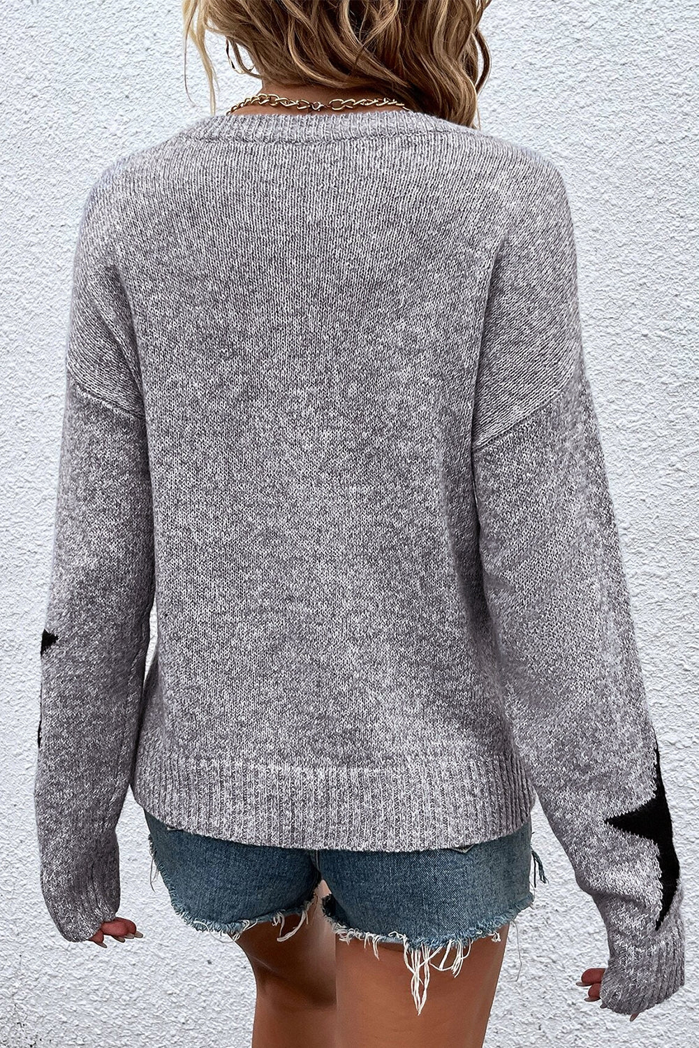Gray shower with drooping shoulders and star pattern