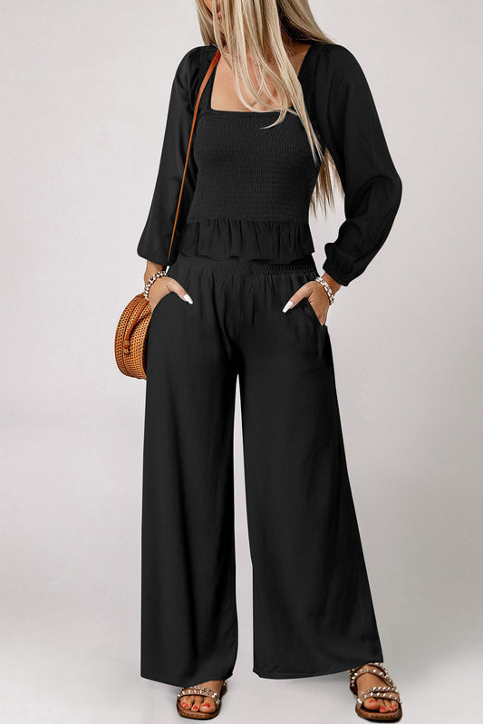 Top et pantalon à péplum et pantalon noir