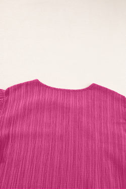 Timal -collar -colored tank and ruffled ruffle sleeves pink