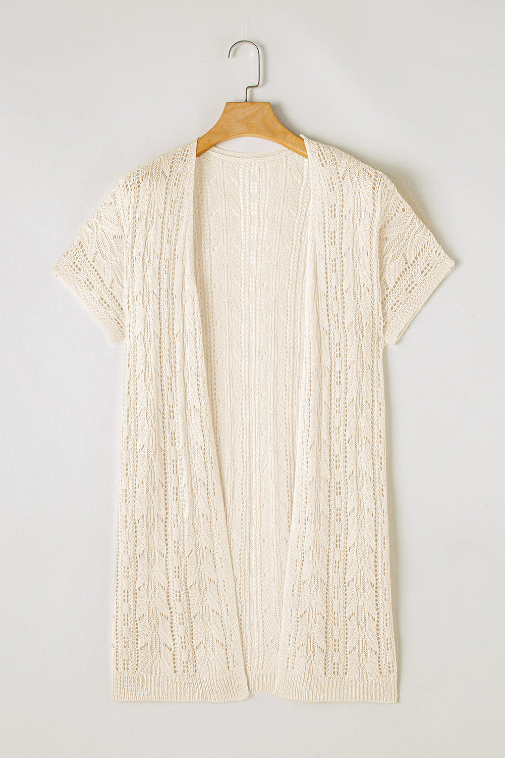 Apricot openwork short sleeve open cardigan