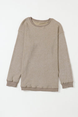 Khaki sweatshirt with united knitted knitted neck