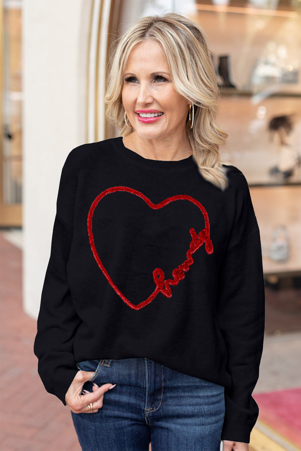 Black Howdy Heart Graphic Round Nou Casual Casual