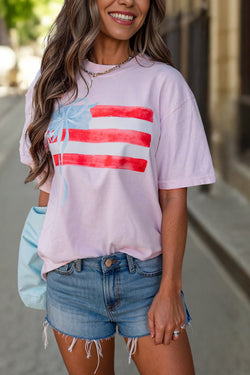 Light pink graphic neck t-shirt *