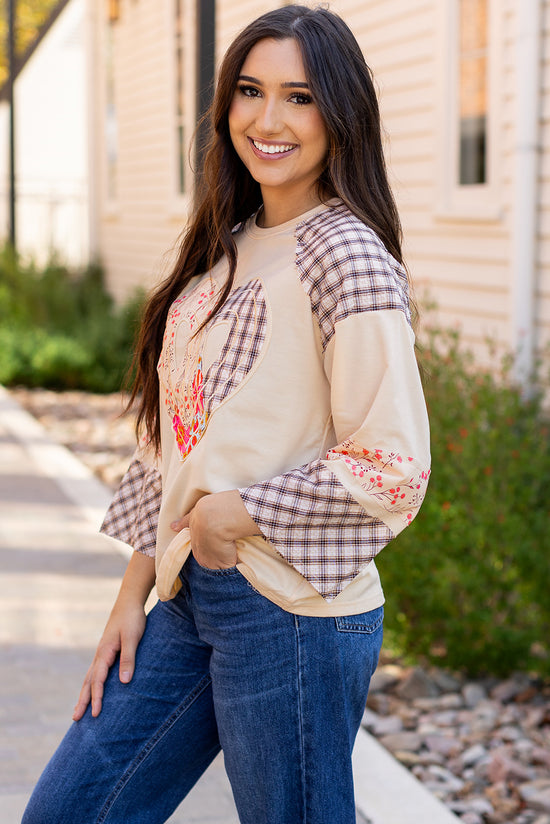 Long sleeve top wide with floral pattern *