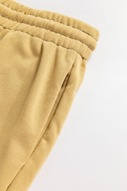 Pantalon taille haute à bande ajustée avec cordon de serrage beige