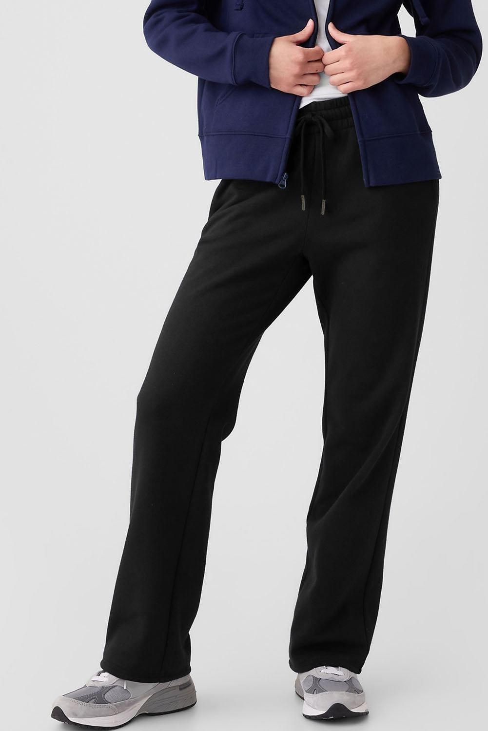 Couleur unie noir enlece à cordon bordure de traque pantalon occasionnel