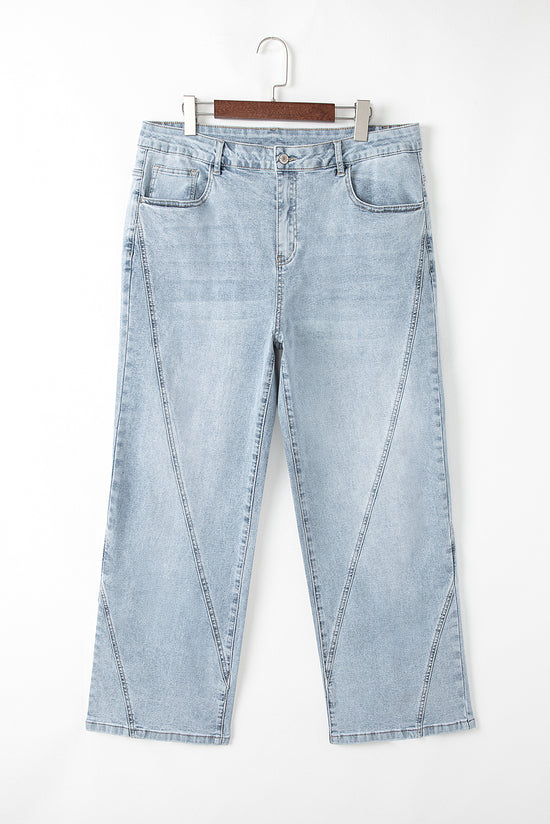 Large -size jeans beautiful blue with light deputy *