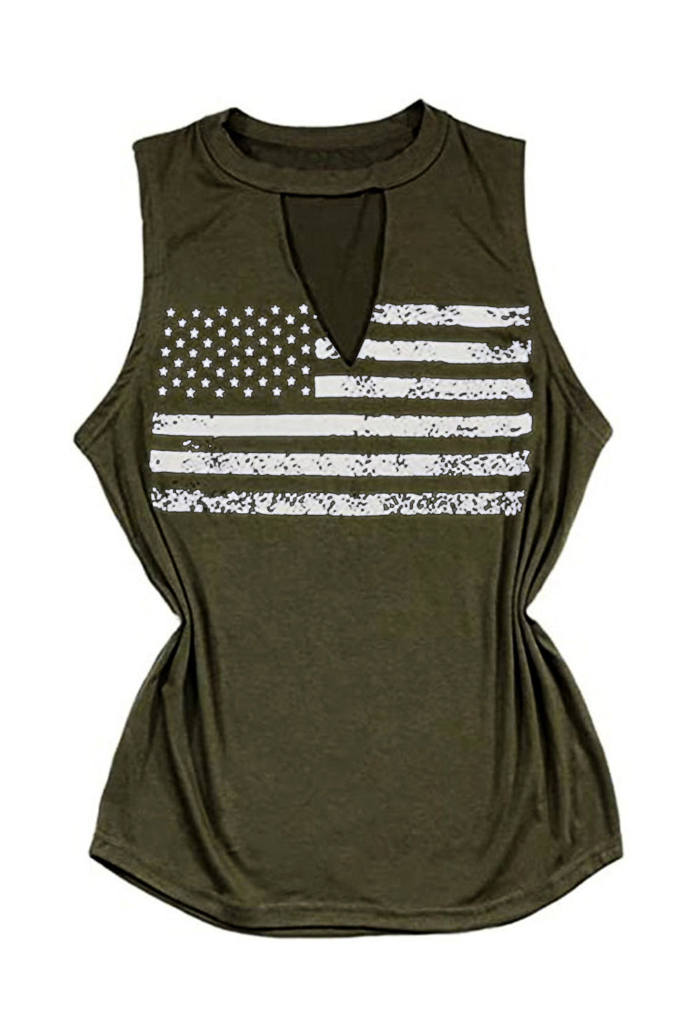 Haute à découper vert American Flag Print Top Top