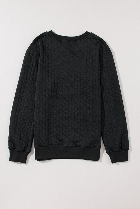 Merry And Bright Black Cable Knit Sweatshirt